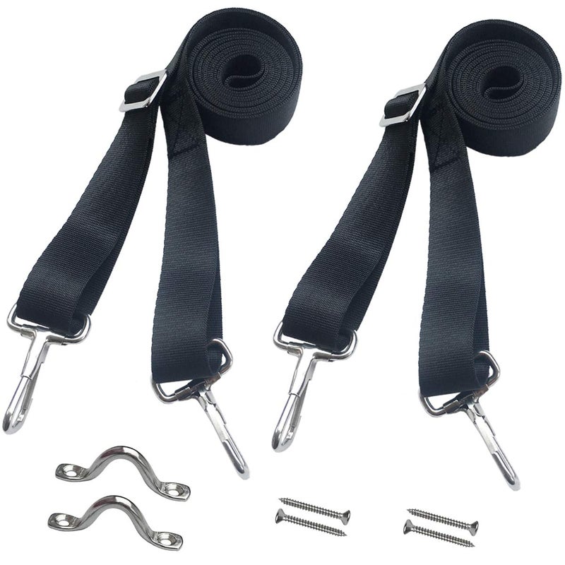 Vtete 2 Pcs Adjustable Bimini Boat Top Straps with All 2 Snap Hooks on Each End (Not Need to Sewn It) - Marine & Awning Webbing Straps with Loops + Eye Straps - 28 inch ~ 60 inch Boat Awning Hardware - Image 1